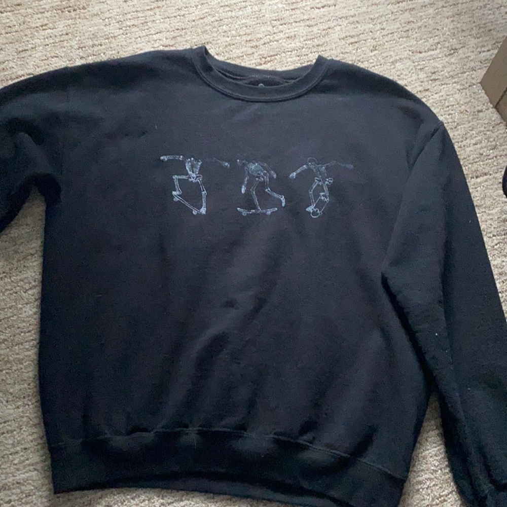 Black Skeleton Skateboard Crewneck